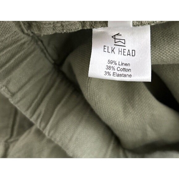 Elk Head Linen Shorts Olive Green - Picture 8 of 9